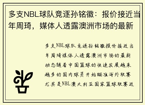 多支NBL球队竞逐孙铭徽：报价接近当年周琦，媒体人透露澳洲市场的最新动态
